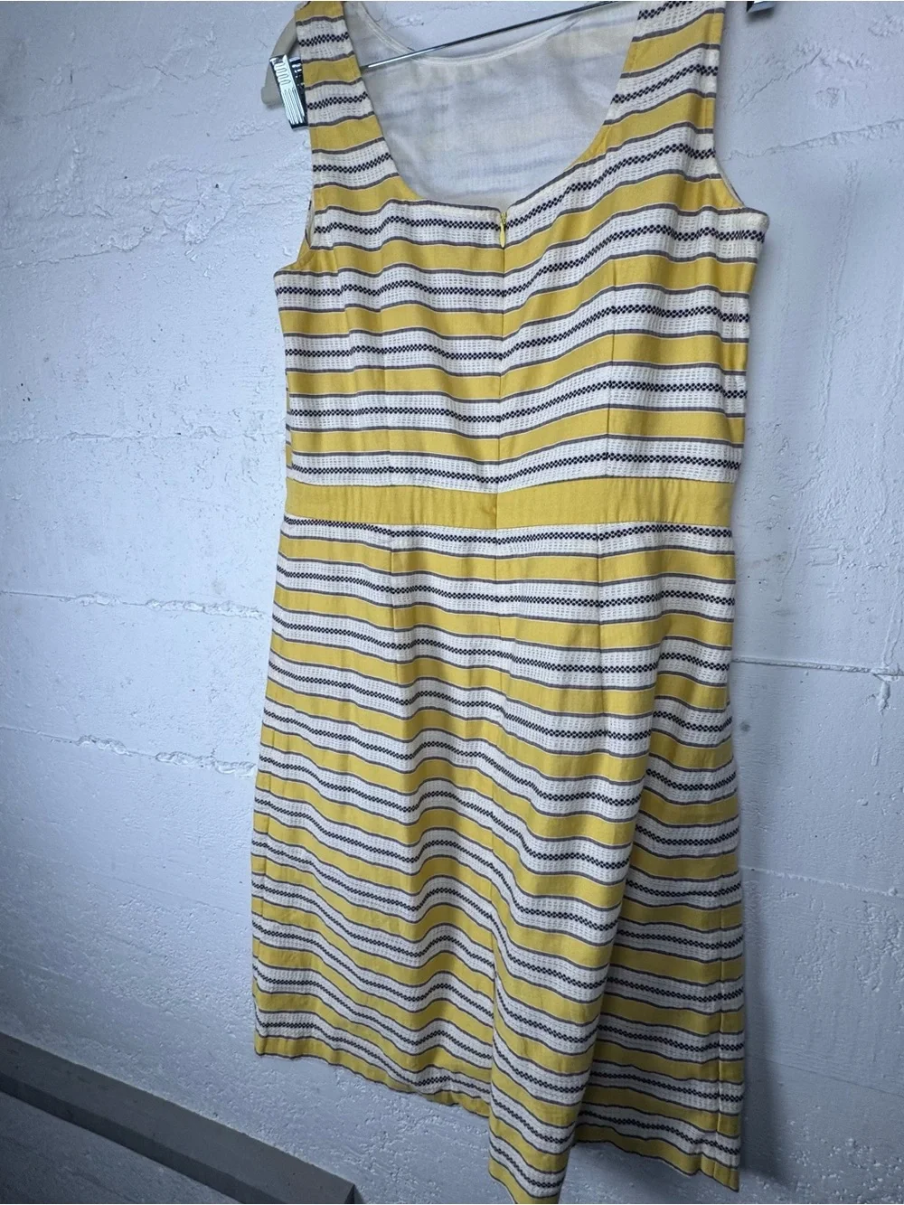Boden Grace Yellow Purple Stripe Sheath Dress‎ sz Sleeveless Summer US 10 L